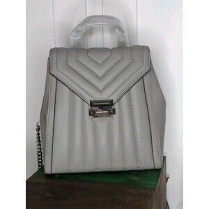 Michael Kors Whitney Quilted Backpack - Pearl Grey, Silver, Small, Dust-bag, NWT